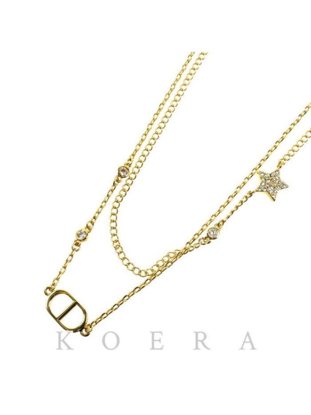 Dior Metal Crystal Petit CD Double Necklace 38/41/44
